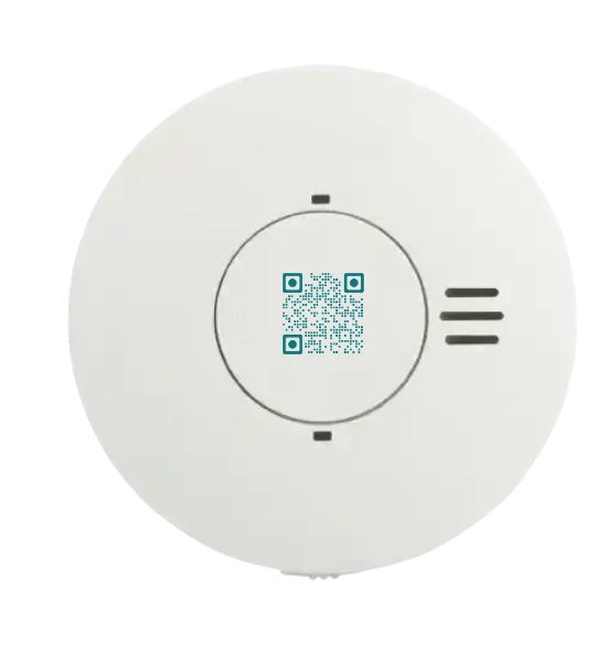 Hvid røgalarm med QR-kode